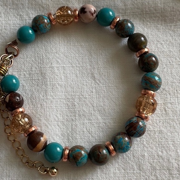 Sea Jasper, Copper and Crystal Healing Bracelet. - Picture 4 of 5